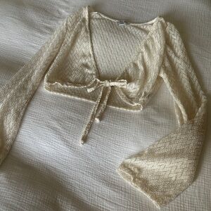 AUW Ivory Lace Pattern Crop Top